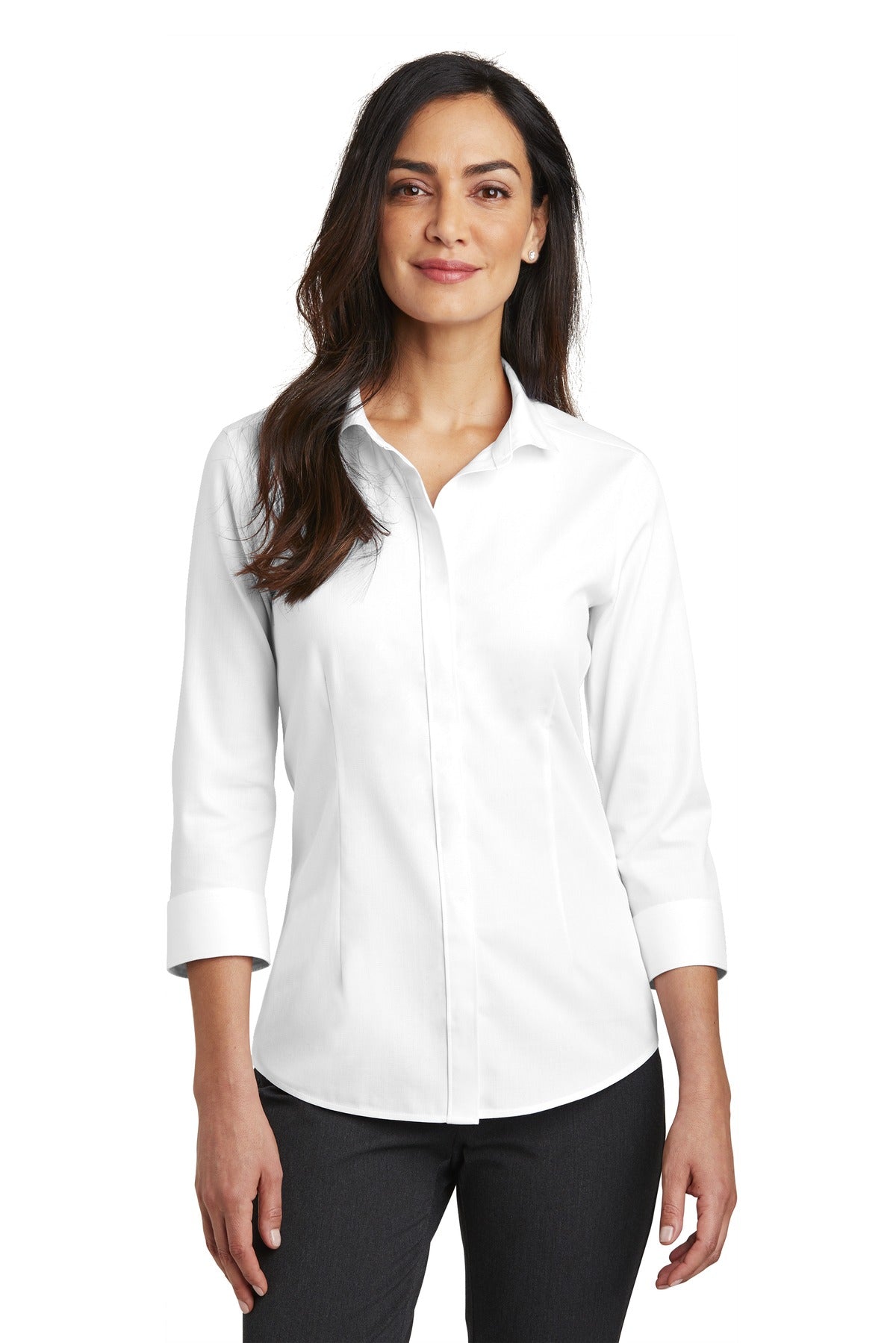Red House Ladies 3/4-Sleeve Nailhead Non-Iron Shirt. RH690