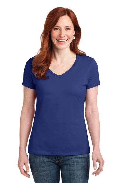 Hanes Ladies Perfect-T Cotton V-Neck T-Shirt. S04V