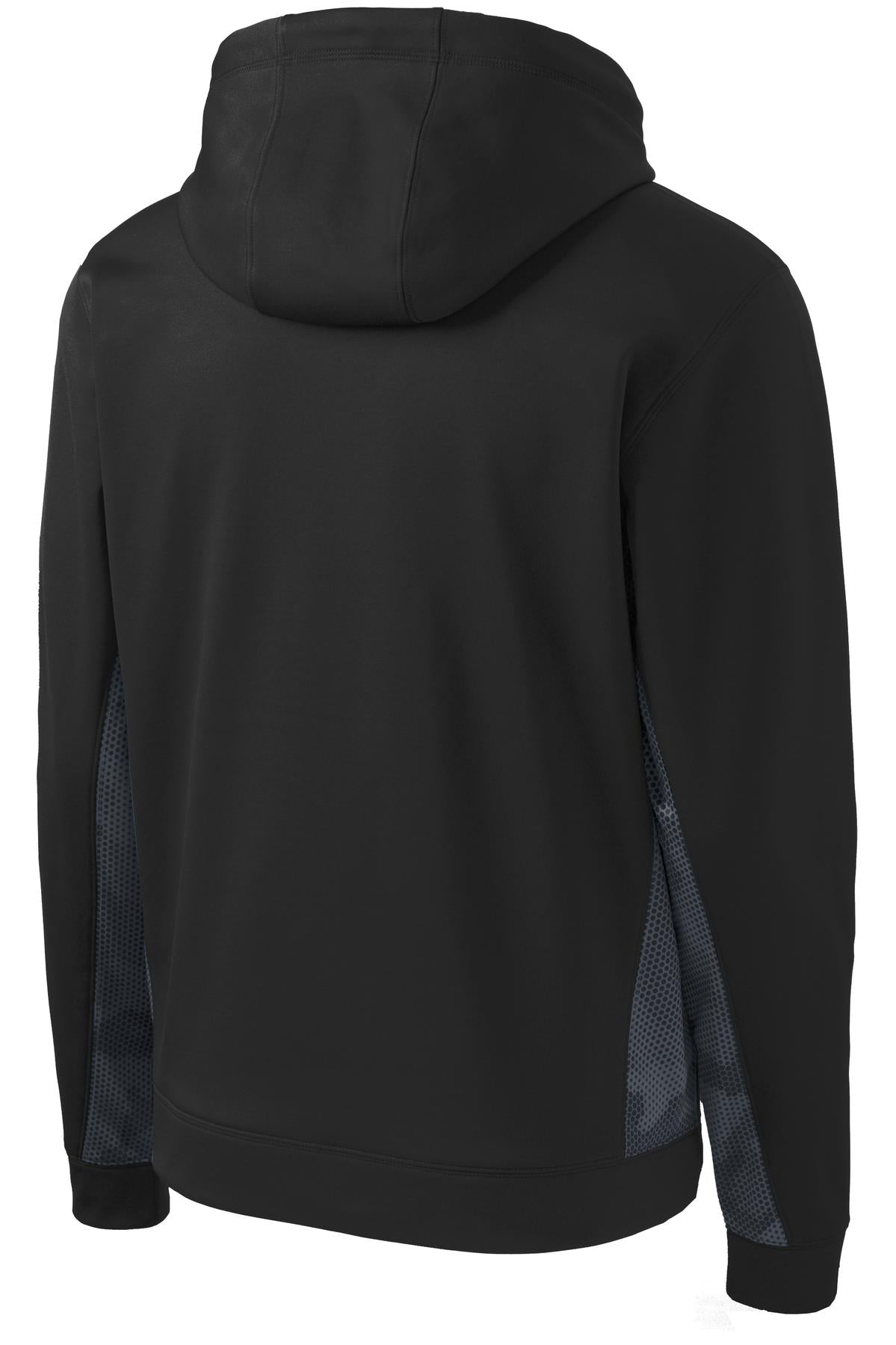 Sport-Tek Sport-Wick CamoHex Fleece Colorblock Hooded Pullover. ST239