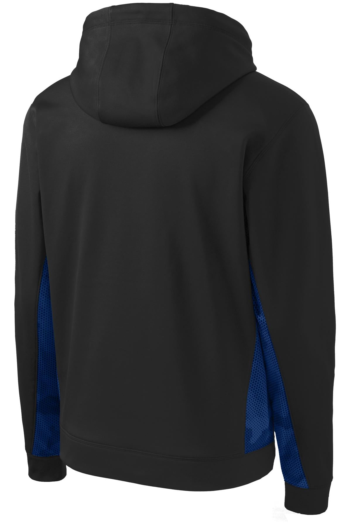 Sport-Tek Sport-Wick CamoHex Fleece Colorblock Hooded Pullover. ST239