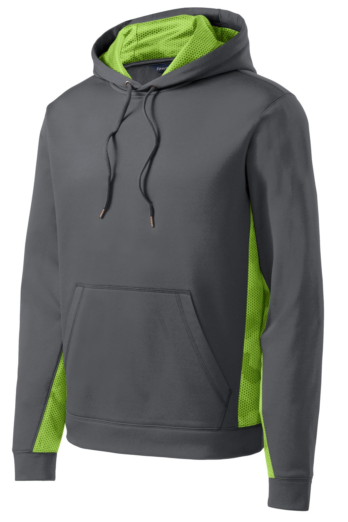 Sport-Tek Sport-Wick CamoHex Fleece Colorblock Hooded Pullover. ST239