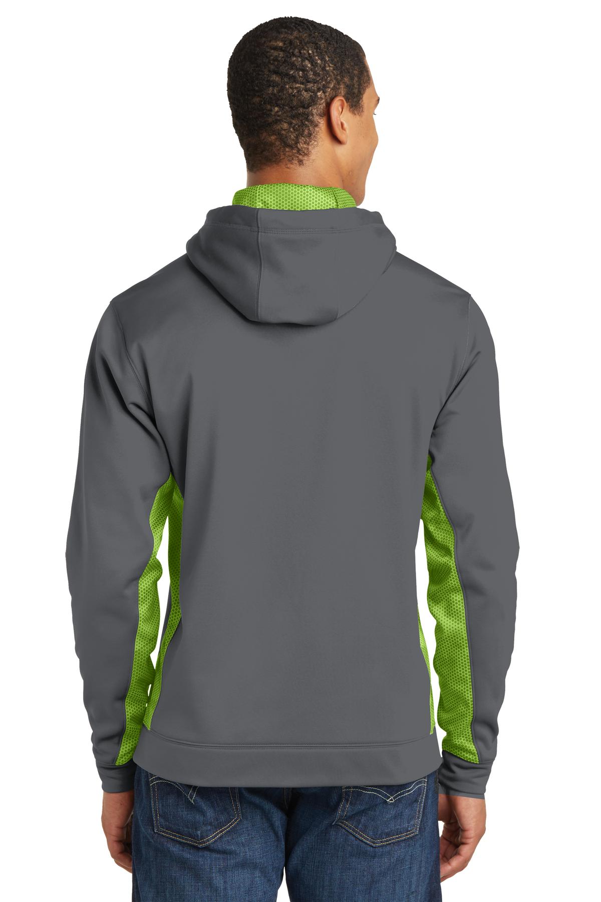 Sport-Tek Sport-Wick CamoHex Fleece Colorblock Hooded Pullover. ST239