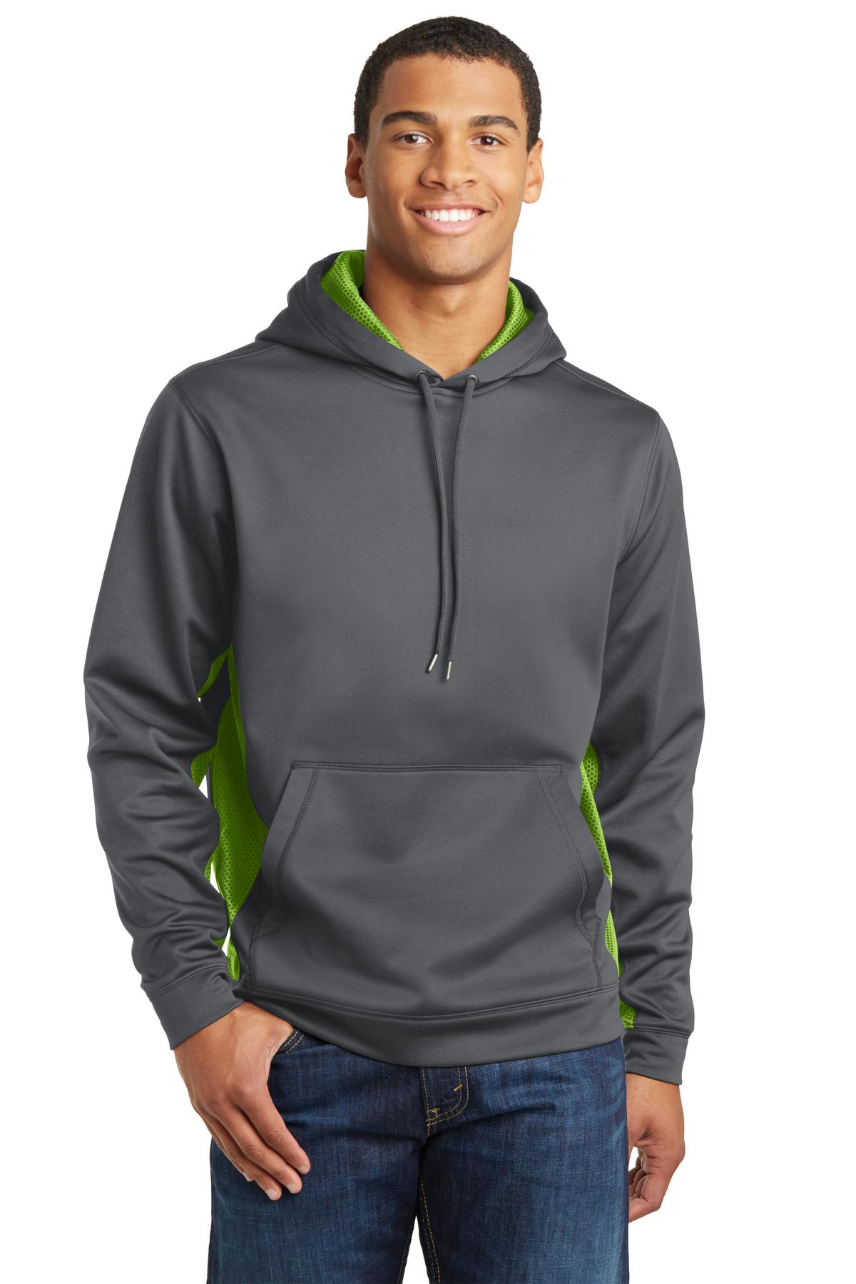 Sport-Tek Sport-Wick CamoHex Fleece Colorblock Hooded Pullover. ST239