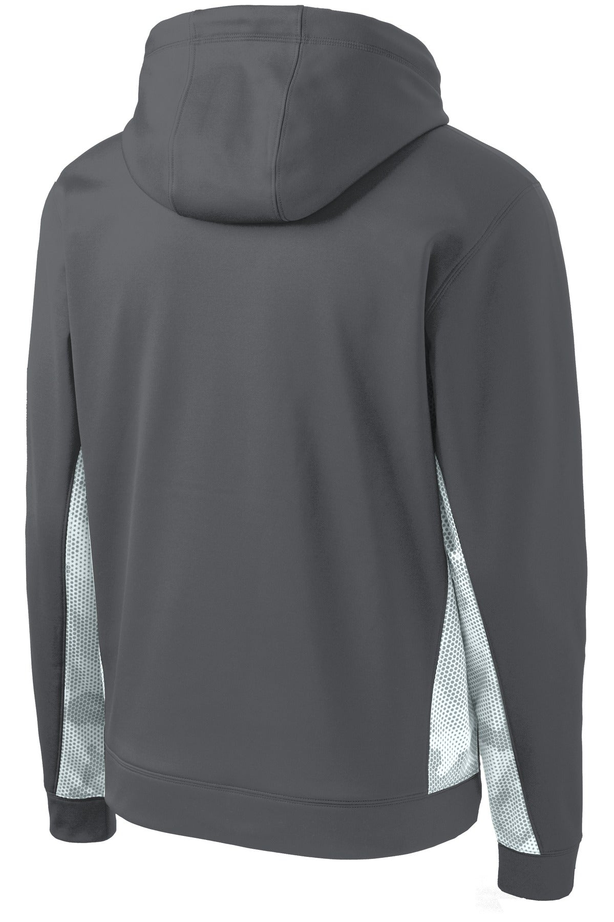 Sport-Tek Sport-Wick CamoHex Fleece Colorblock Hooded Pullover. ST239