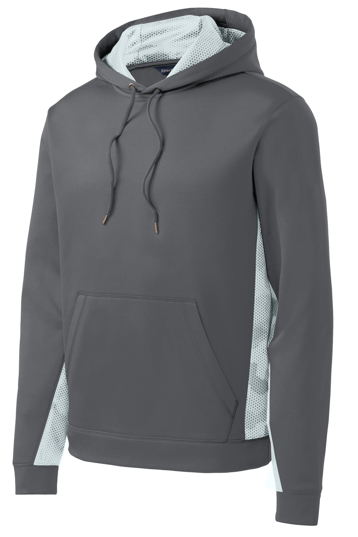 Sport-Tek Sport-Wick CamoHex Fleece Colorblock Hooded Pullover. ST239