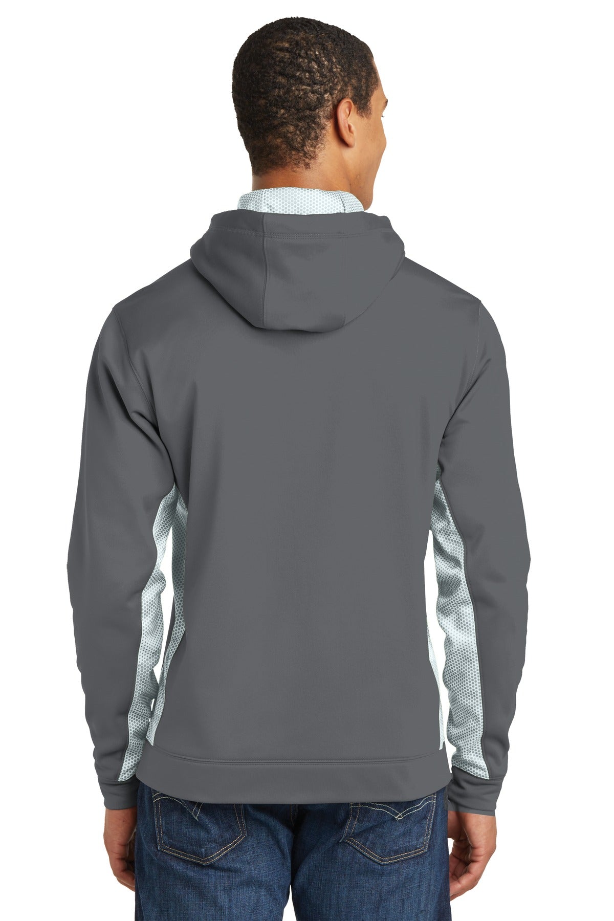 Sport-Tek Sport-Wick CamoHex Fleece Colorblock Hooded Pullover. ST239