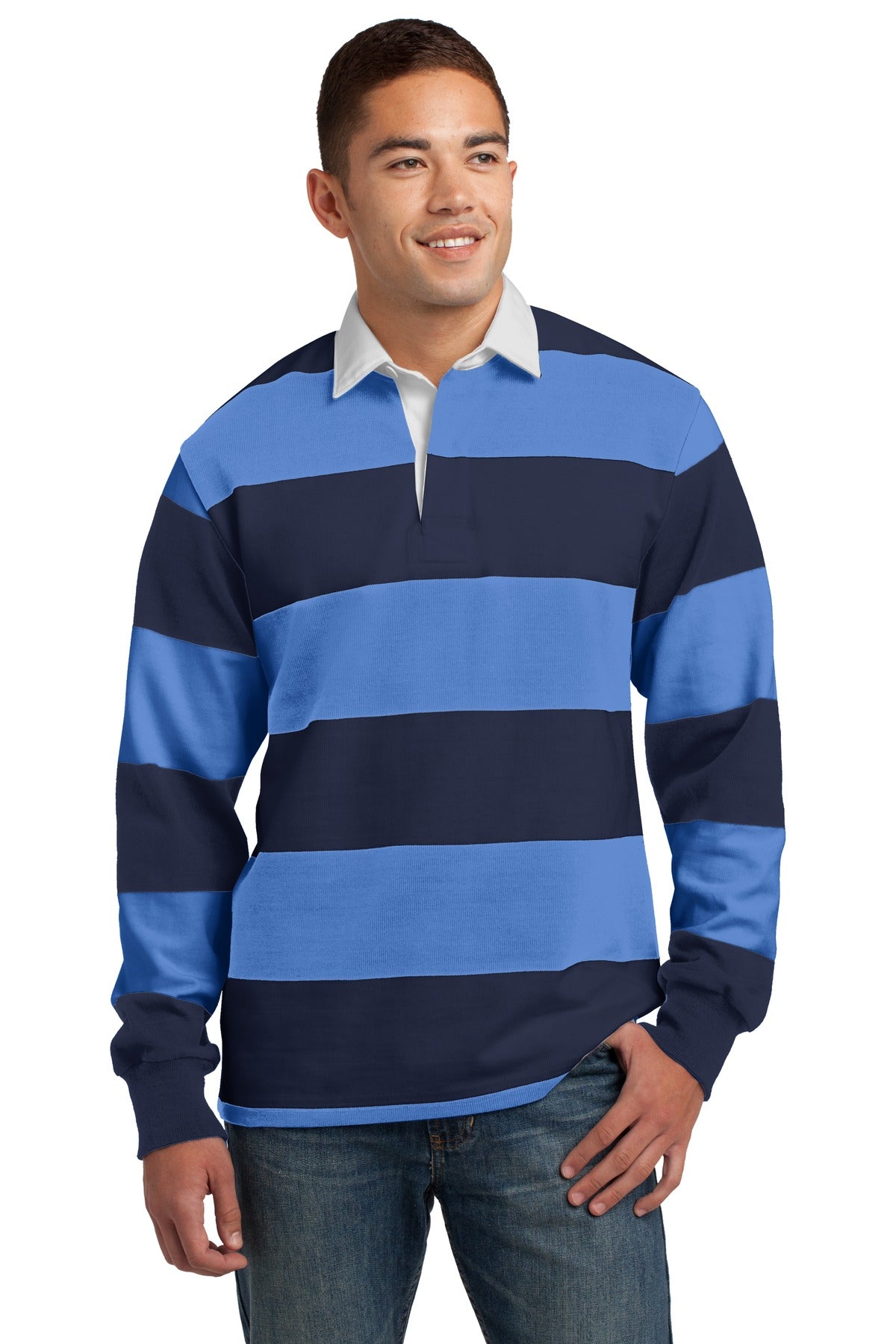 Sport-Tek Classic Long Sleeve Rugby Polo. ST301