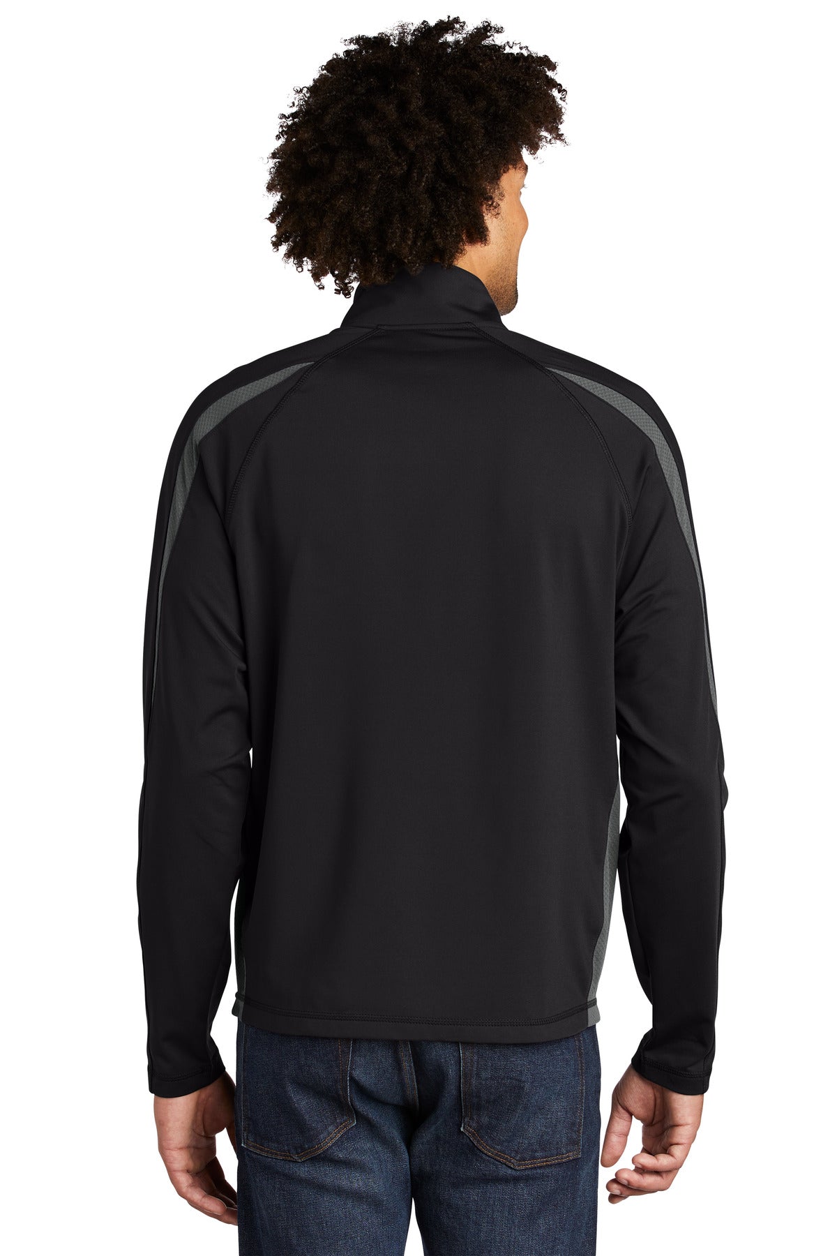 Sport-Tek Sport-Wick Stretch 1/2-Zip Colorblock Pullover. ST851